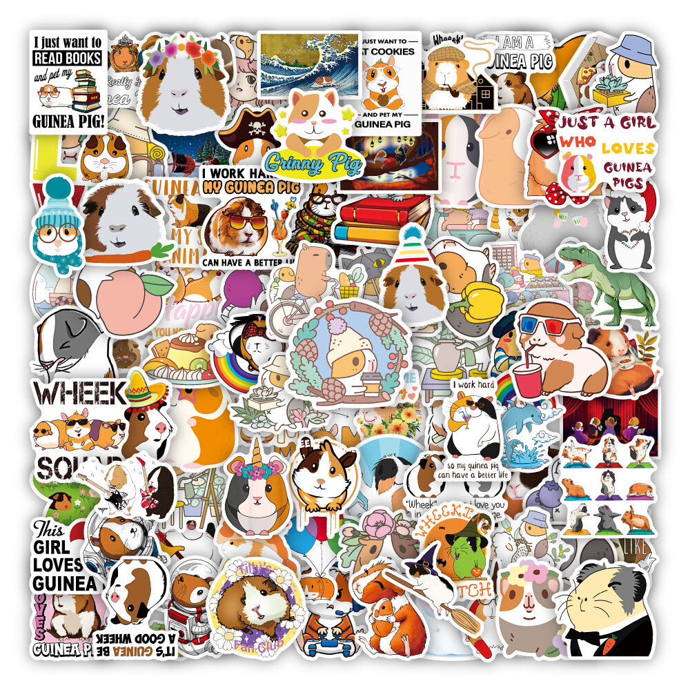 100Pcs Guinea Pig Sticker for Teens Girls Scrapbooking Water Bottles Waterproof