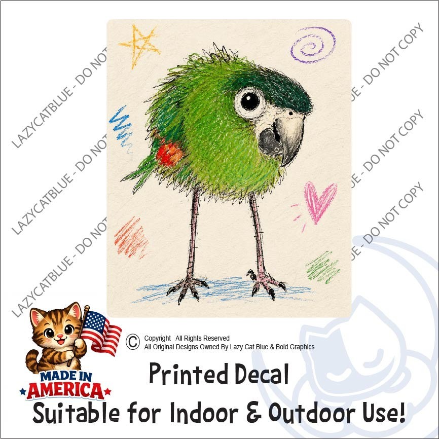 Funny Macaw Parrot Decal Sticker Hahns Greenwing Feathers Cute Bird Lady Gift