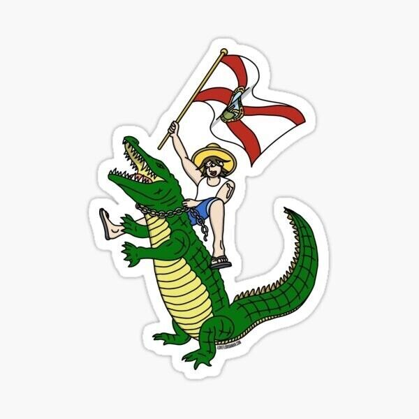Florida Man Riding Gator Sticker Decal