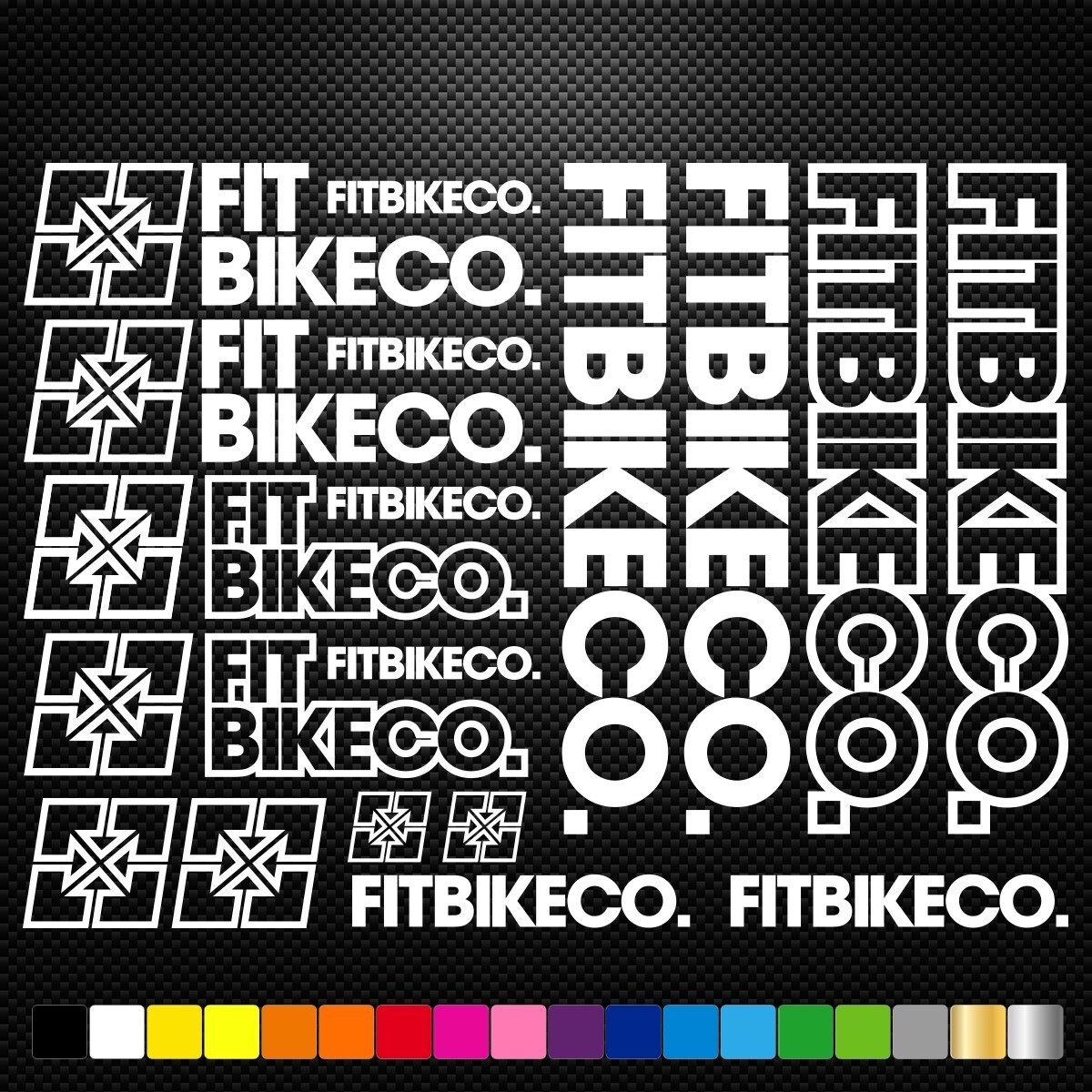 FIT BIKECO – 18 Vinyl Decals Stickers Sheet Bike Frame Cycle Cycling Bicycle
