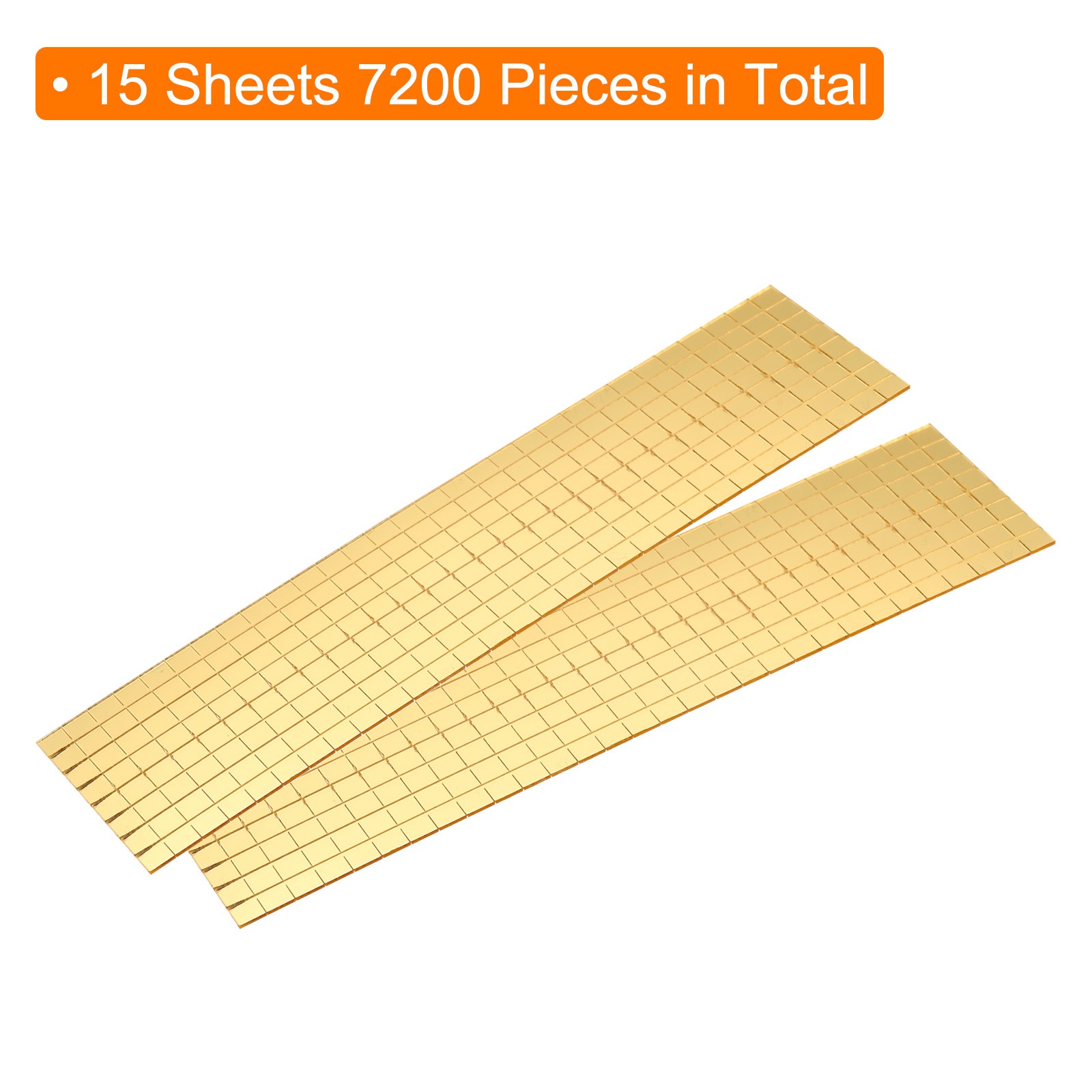 7200Pcs 15 Sheet 5x5mm Self Adhesive Mirror Mosaic Tiles Sticker Gold