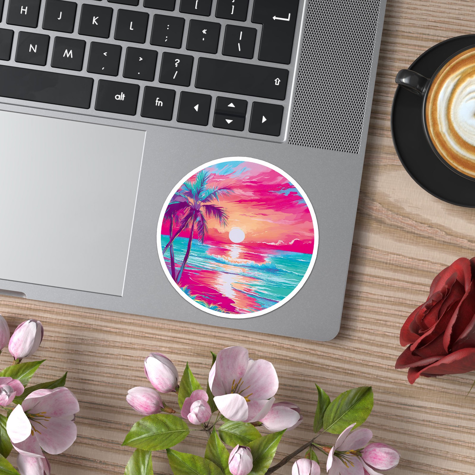 Tropical Beach Sun Palm – Vinyl Decal Sticker – Car Window Laptop – ebn9703