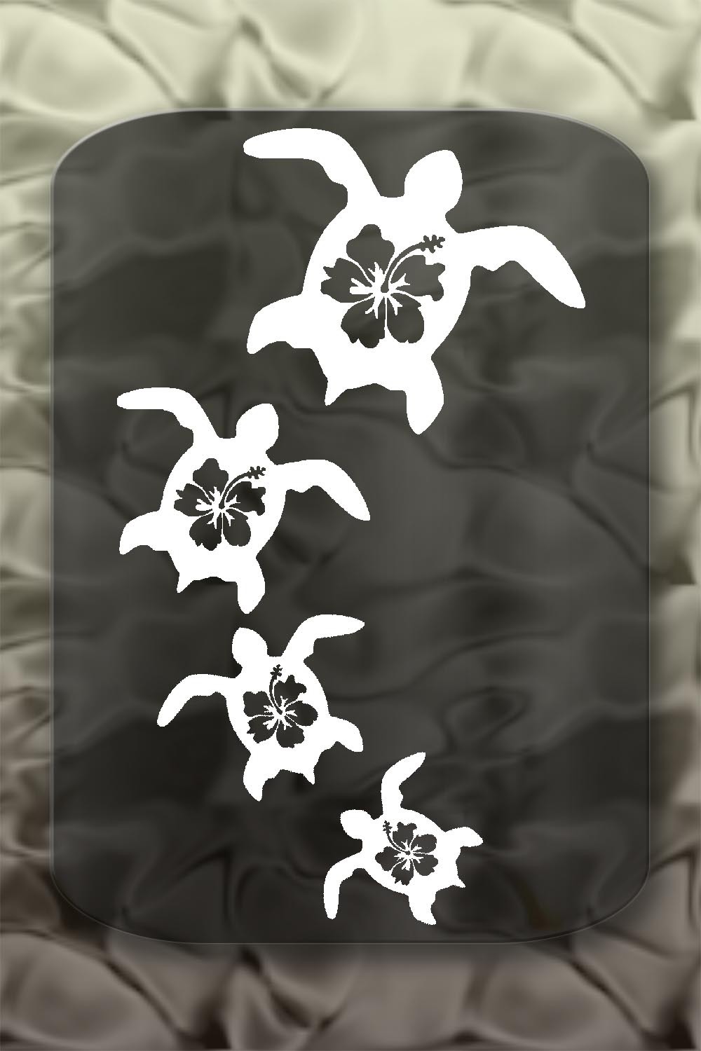 Hibiscus Sea Turtle Family Decal Sticker Hawaii Tropical Surf 4 Decals Beach FL