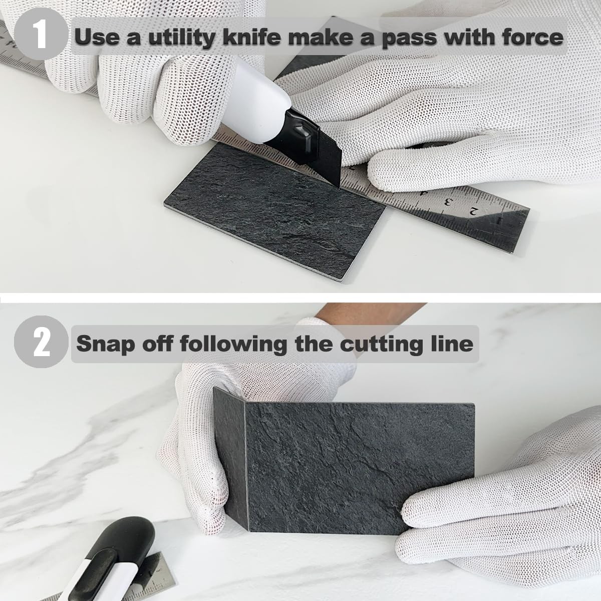 100 Piece Black Slate Peel and Stick Backsplash Wall Tiles, 3" x 6" PVC Faux …