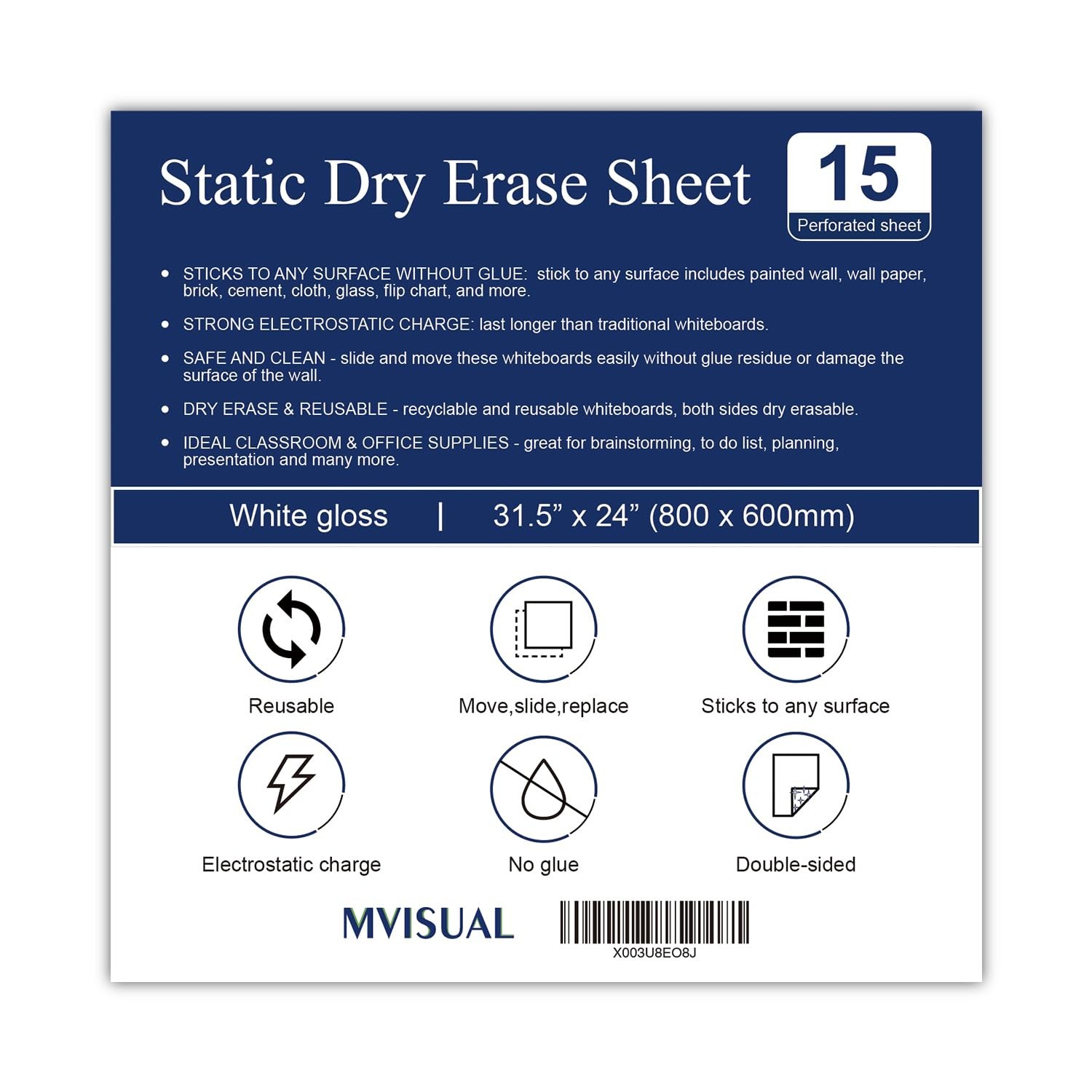 Dry Erase Board Sticker 31.5 x 24 Inch, Whiteboard Sticker for Wall, Pack of …