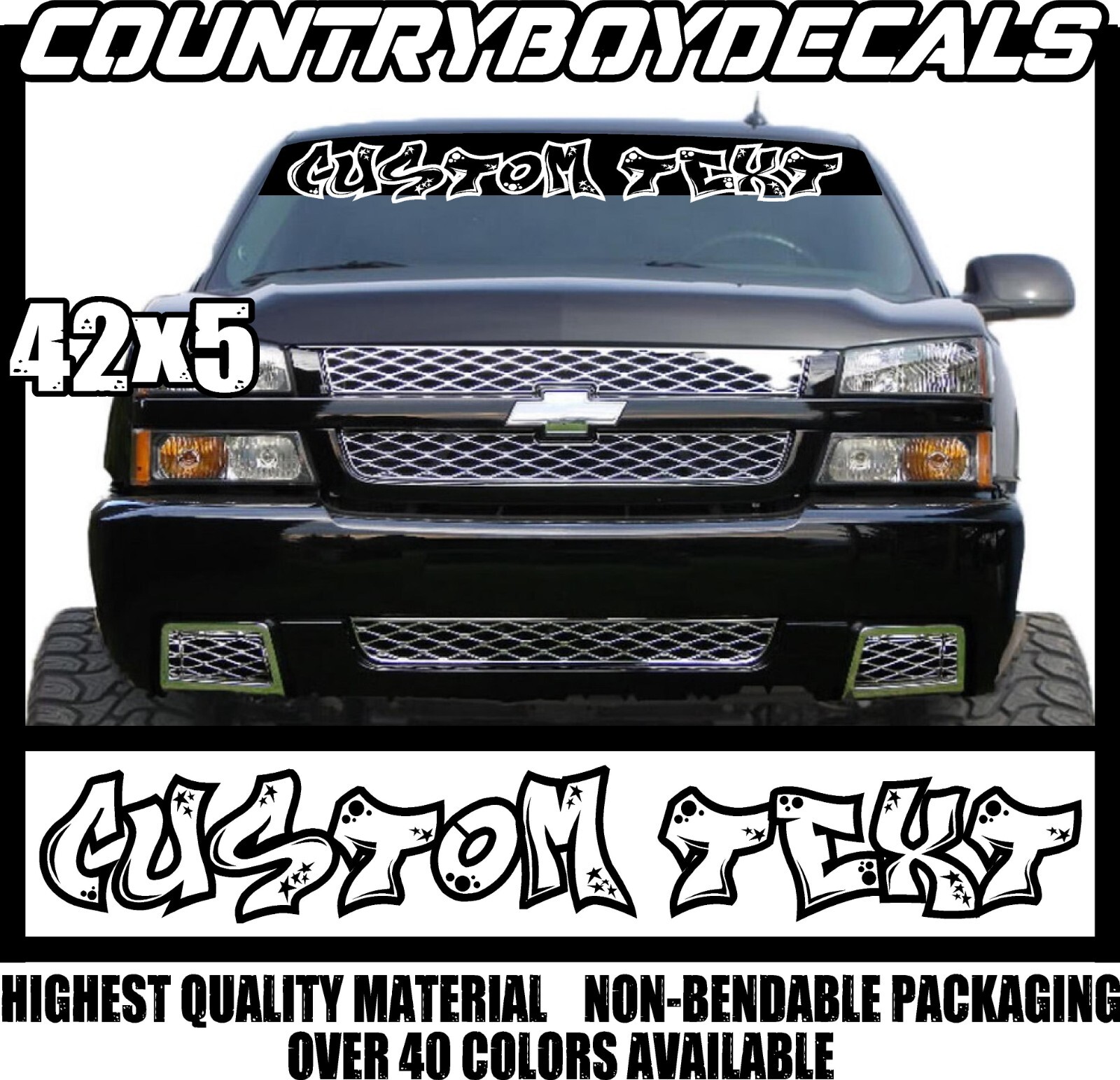 CUSTOM TEXT 42" Windshield Vinyl Decal Sticker Diesel Truck Car Personalize JDM