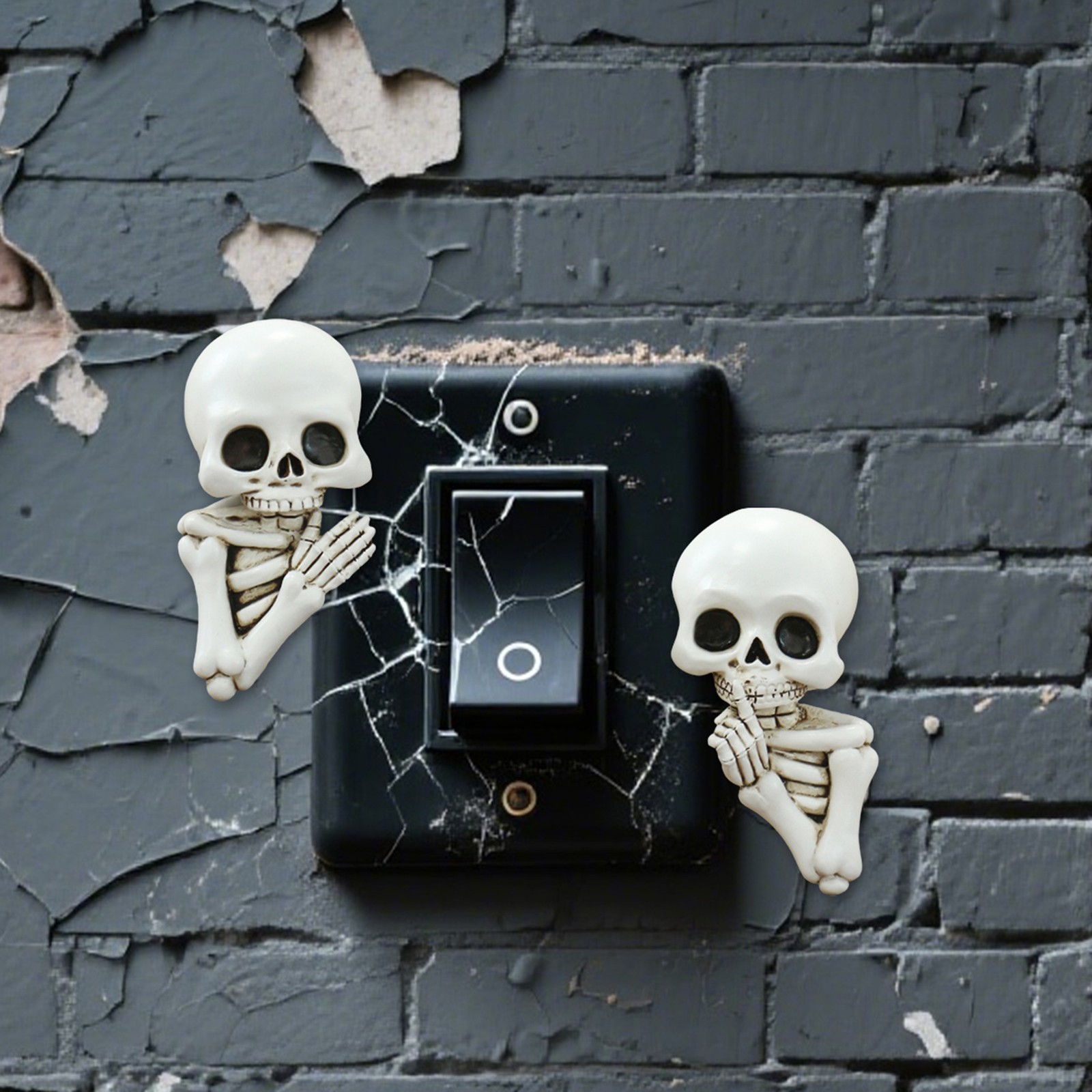 Resin Skeleton Sculpture Wall Switch Decor 3D Wall Sticker Gothic Wall Sculpture