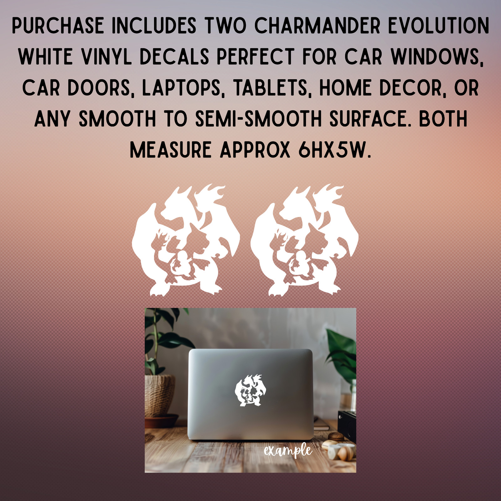 Charmander Evolution 2 PACK Vinyl Decals ~ Charmeleon Charizard Pokemon Decals