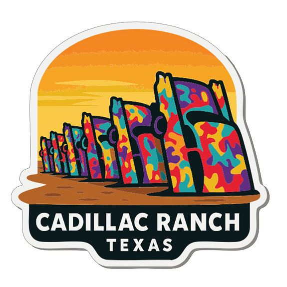 Cadillac Ranch Texas Sticker Decal Vinyl Die-Cut Symbolic Landmark Design