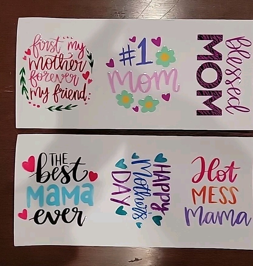 UV DTF Happy Mothers Day Mom Mama Blessed 12 Pc Decals Sticker Set 3×3"
