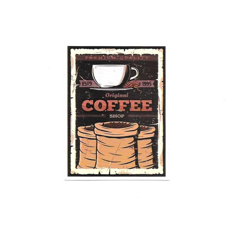 Original Coffee Shop Vintage Burlap Sack Vinyl Sticker Retro Cafe Mug Sign Art