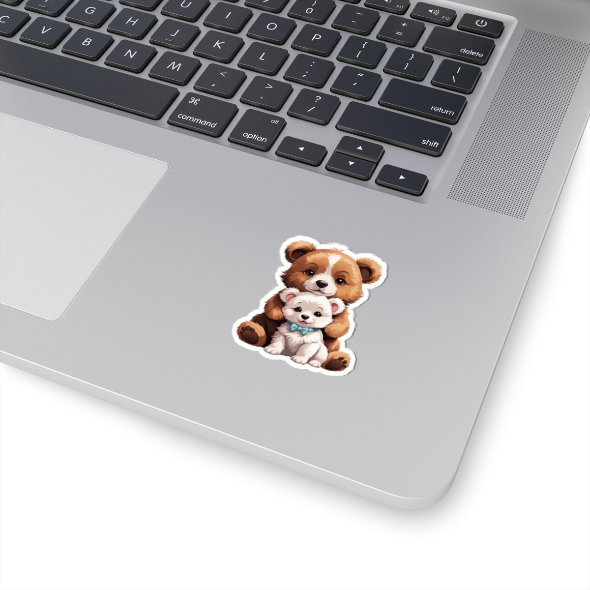 Adorable Bear and Pup Kiss Cut Stickers, Cute Animal Decor