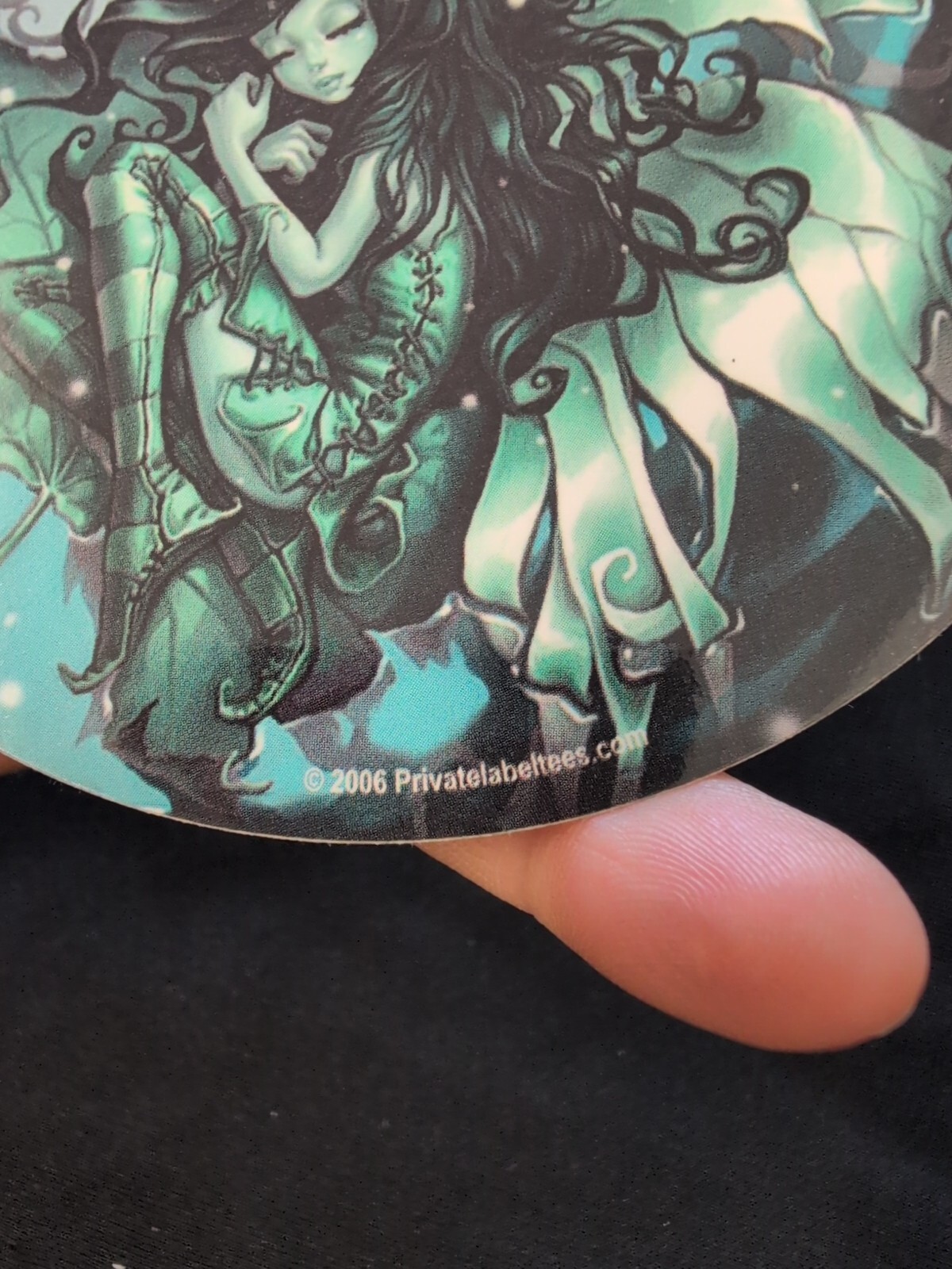 Sleeping Turquoise Garden Fairy On Leaf Bumper Sticker Vinyl Decal 4.5”x 4.5”