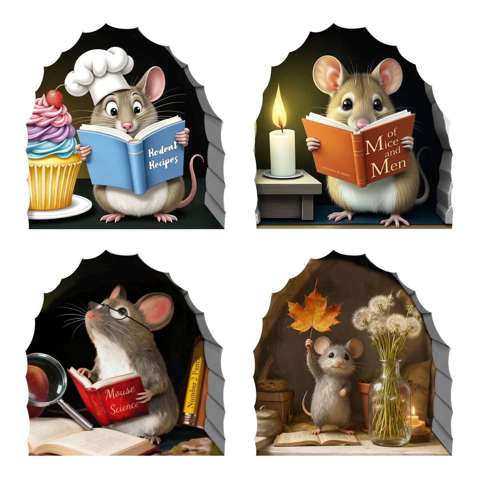 3D Mouse Hole Wall Decals Peel and Stick, Sticker with 3D Effect, Funny Wall …