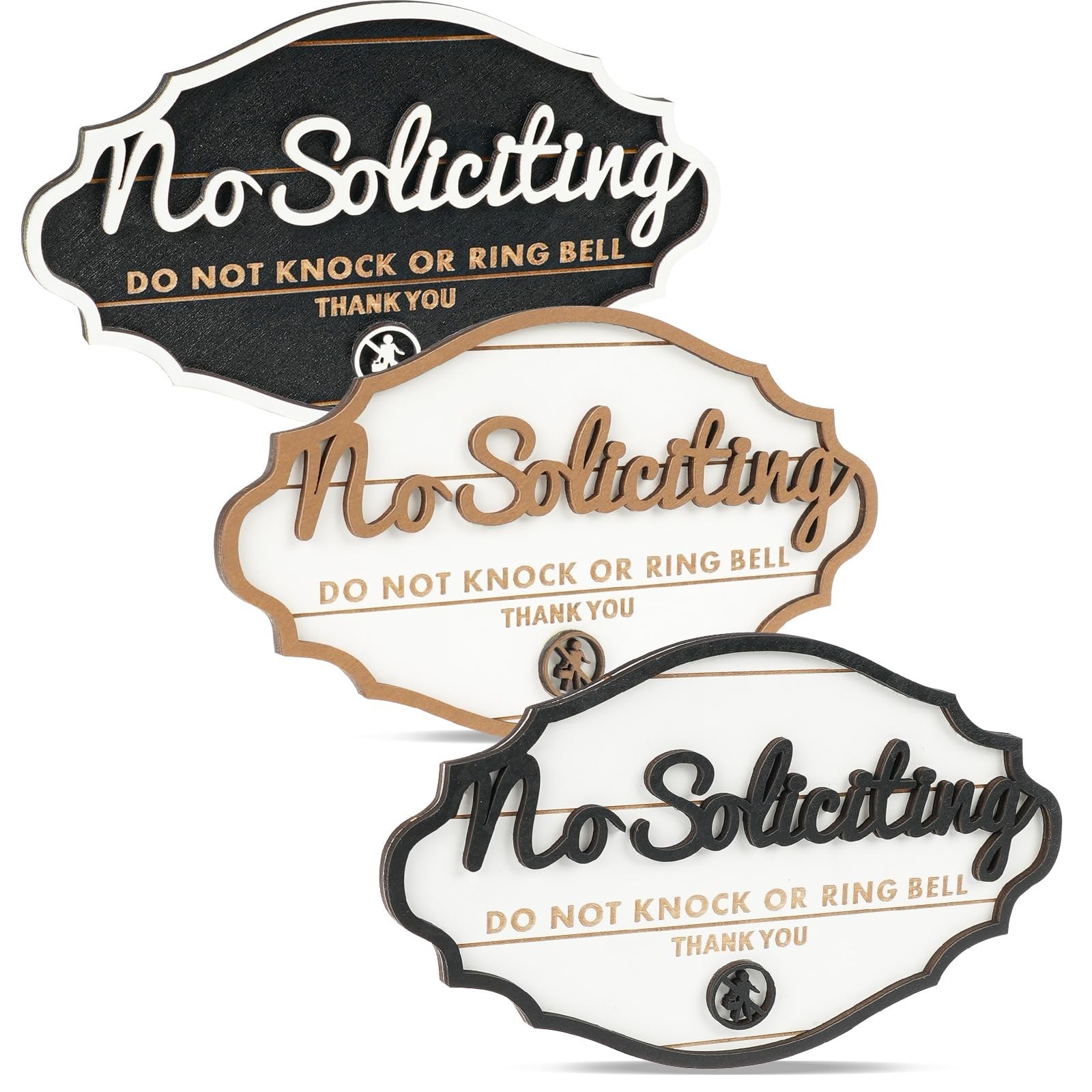 3 Pack No Soliciting Sign for House Door, 3 Colors, Outdoor Commercial Signag…