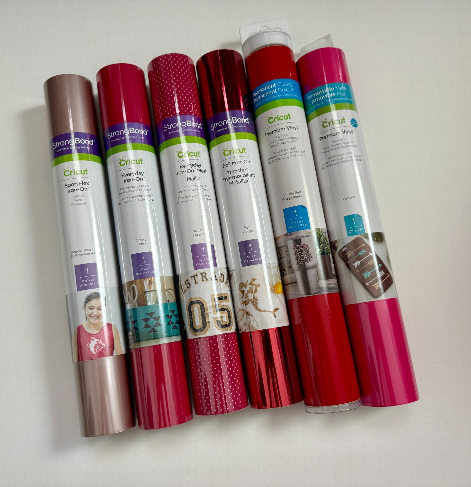 (6) Rolls of Cricut Vinyl Combo – Red Family