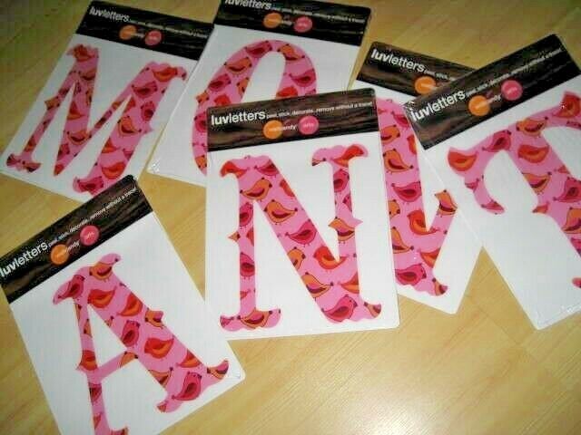 Removable Decal PINK Wallcandy Luv VINYL WALL MONOGRAM LETTER Girl Room CHOOSE