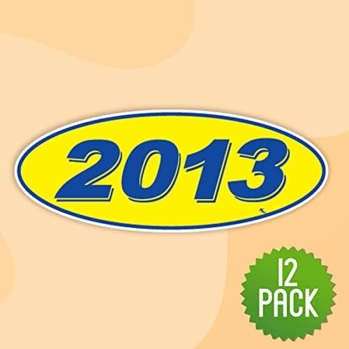 Versa Tags Oval Model Year Car Dealer Window Stickers Proudly 2013 Blue/Yellow