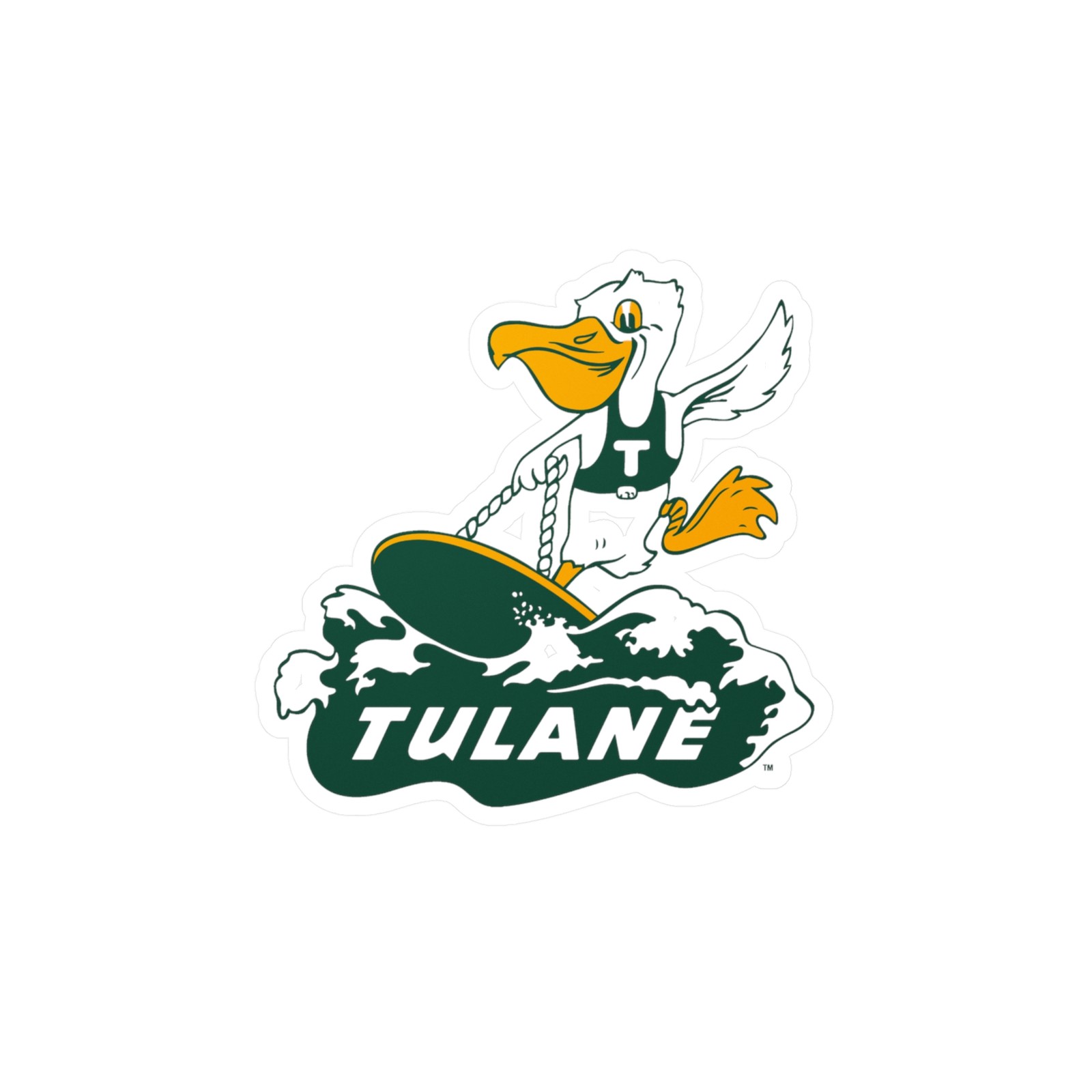 Tulane University Green Wave Kiss-Cut Vinyl Decals for Car, Laptop, Water Bottle