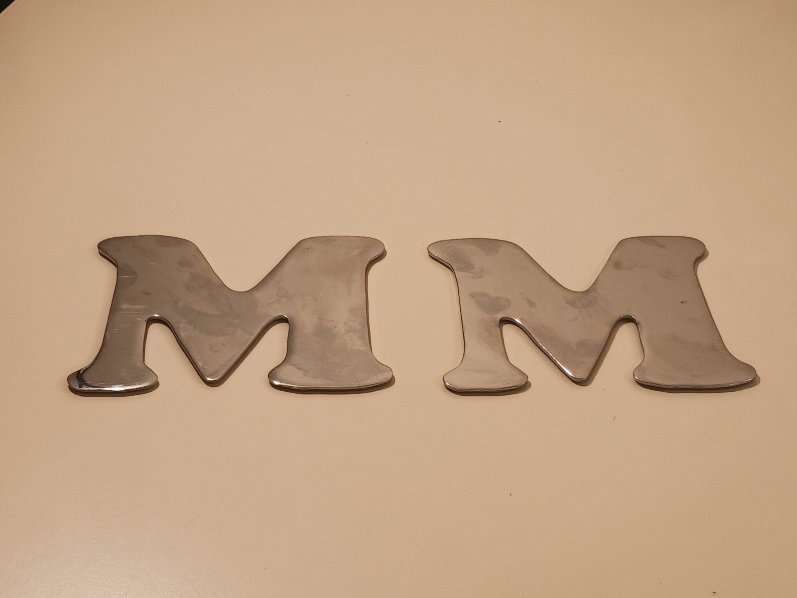 "M" Crome Letter 2X Acrylic Mirror Decal Peel & Stick Shatterproof Wall Decor