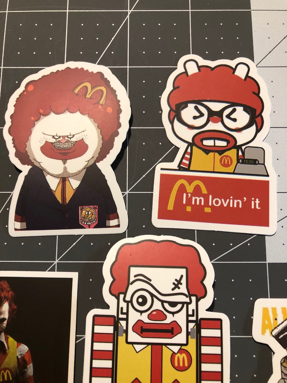 5 Adult Humor McDonald’s Characters PVC Laptop/Skateboard/Window Stickers