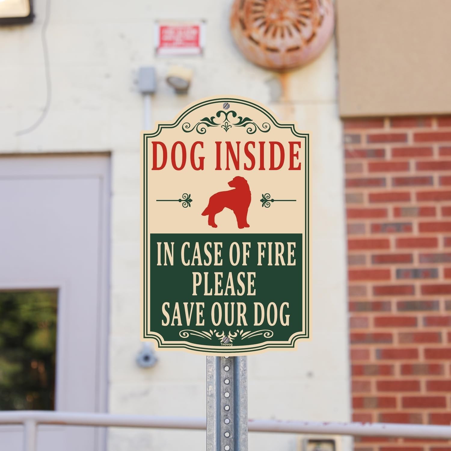 Pet Safety Sign – Dog Inside, Save Our Dogs – Reflective Metal, Weatherproof, 12