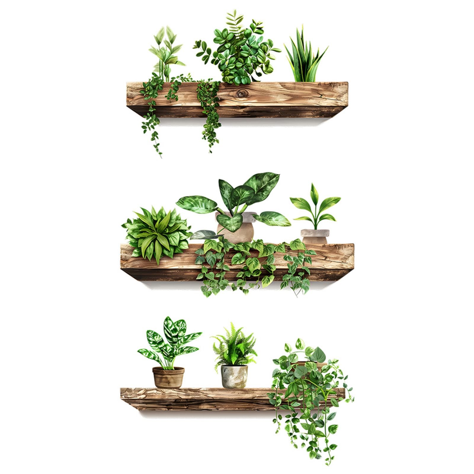 Green Plant Wall Decals 3D Bonsai Tropical Betterfly As the Pictures Shown