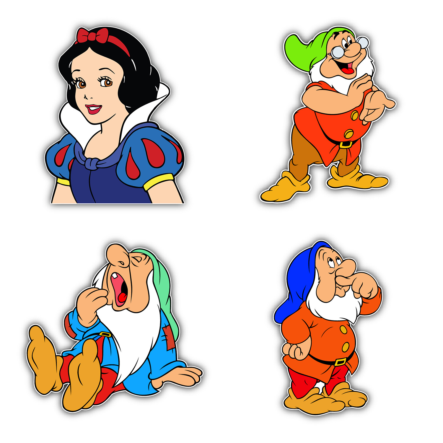 Snow White Cartoon Set Of 4 Vinyl Sticker Decal – 5" longer side ID:2