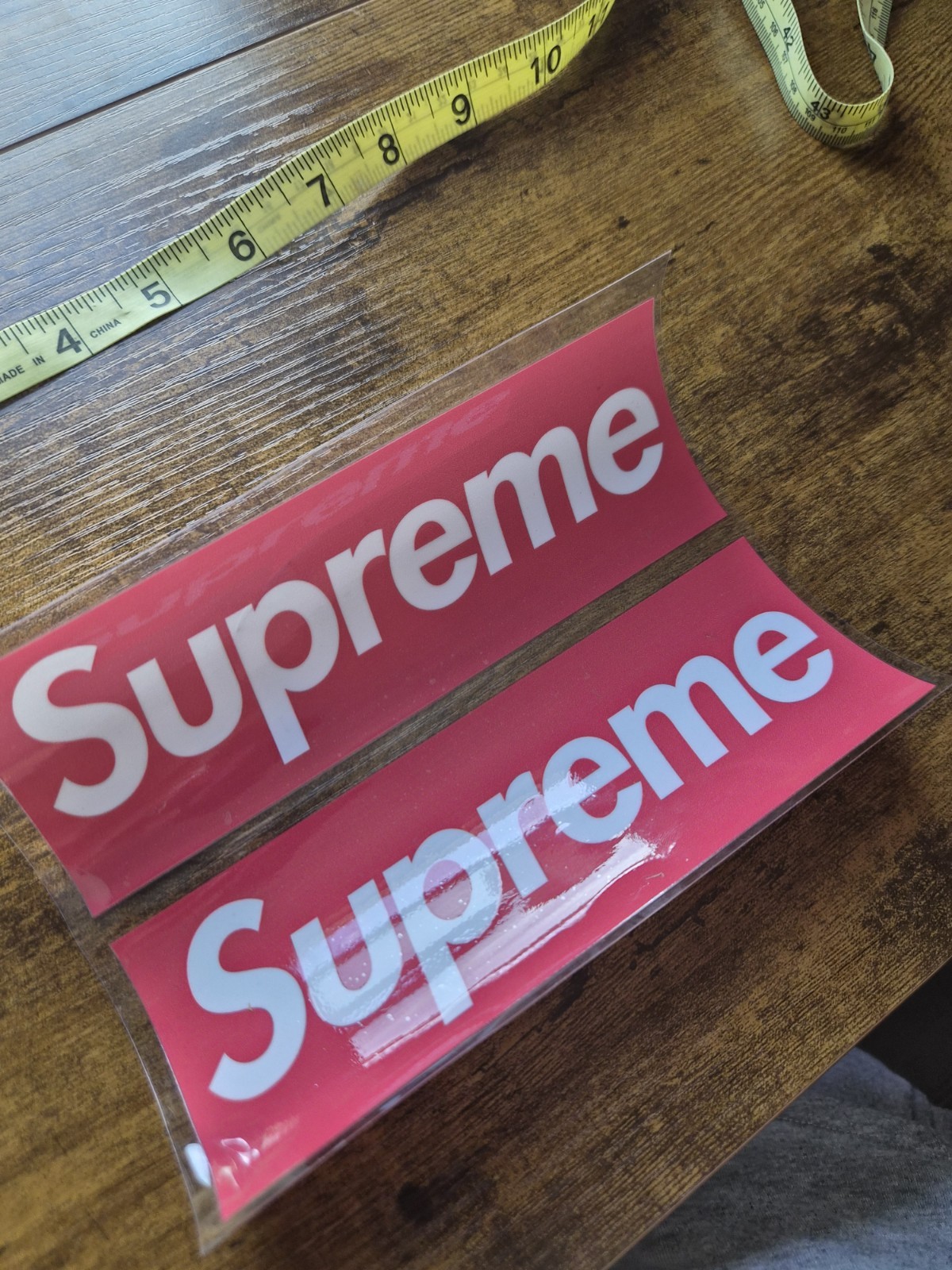 2pc Supreme Red Box Logo 100% Authentic High Quality UV DTF Raised Decal Sticker