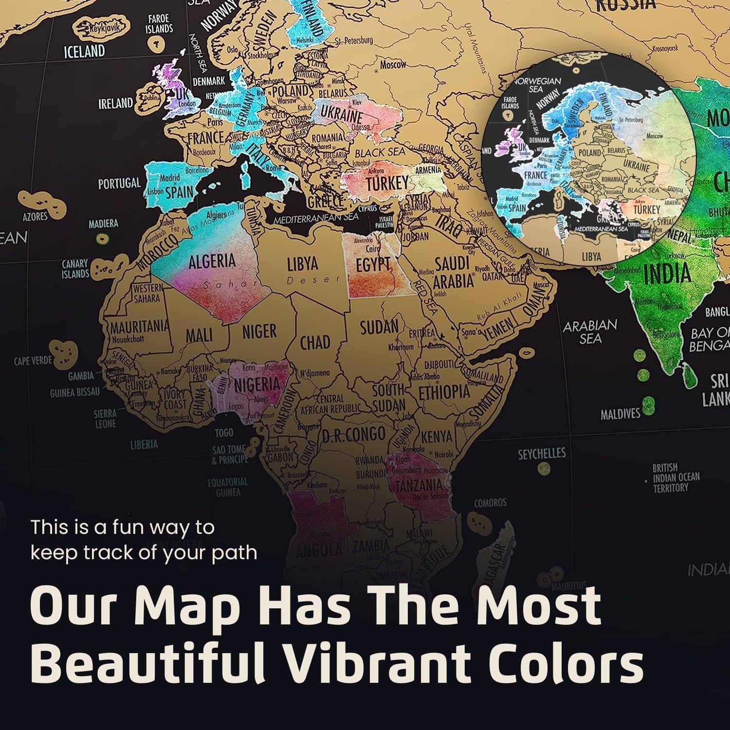 Landmass Scratch Off World Map Poster, Bonus USA Map Included, Track Your Tra…