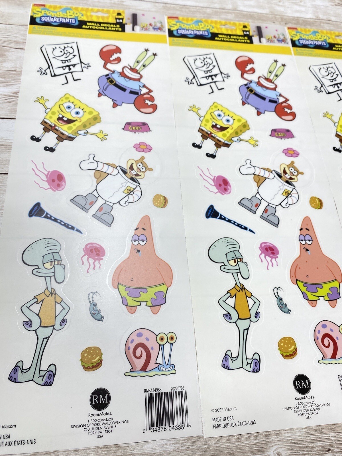 SpongeBob SquarePants Wall Decal Stickers – 3 Sets, Includes Mr. Krabs & Squidwa