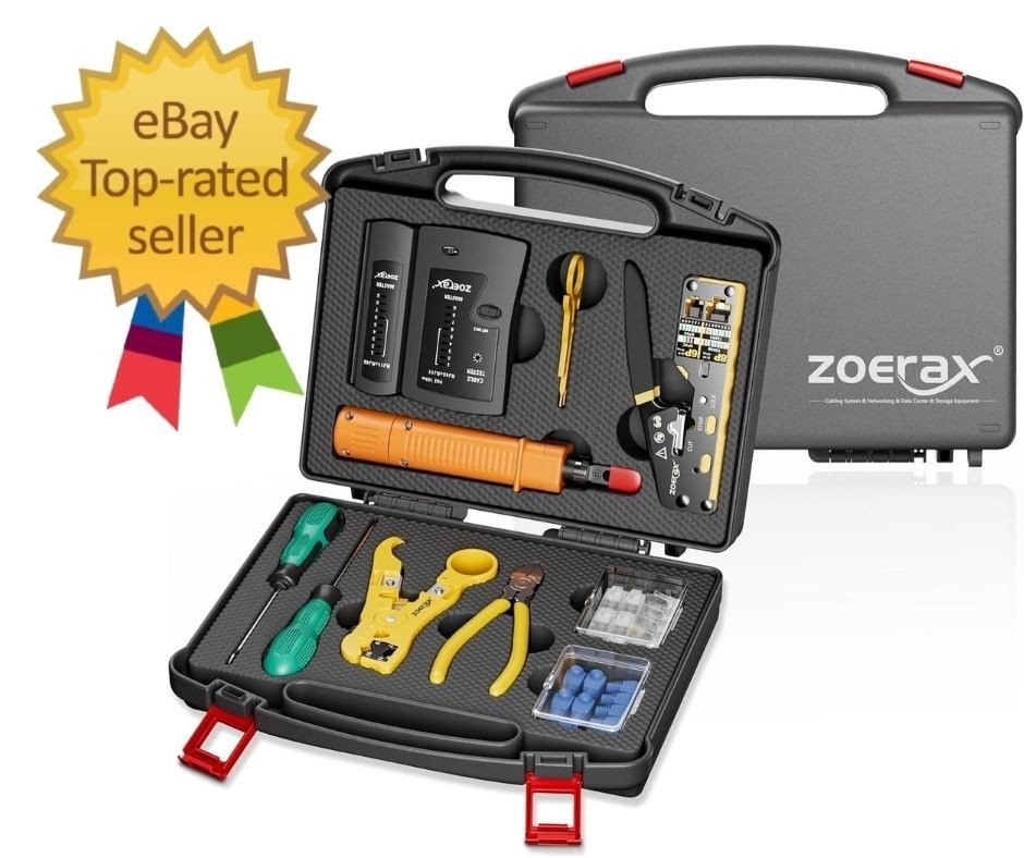 11-in-1 Network Tool Kit – RJ45 Crimping Tool, Tester, Punch Down, Stripper, Cut