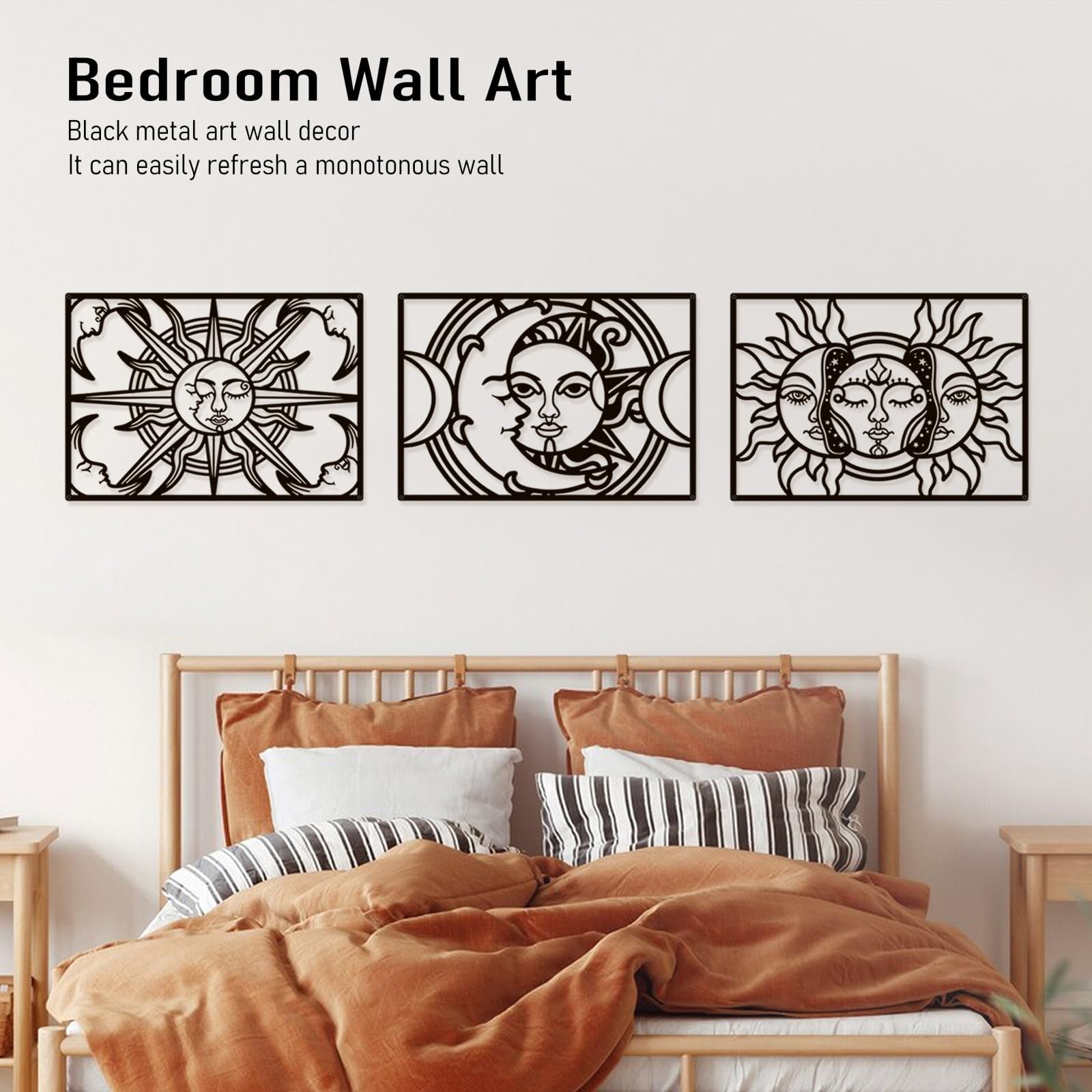 Bakovity Black Metal Wall Decor, Black Abstract Wall Art, Moon Line Art Déc