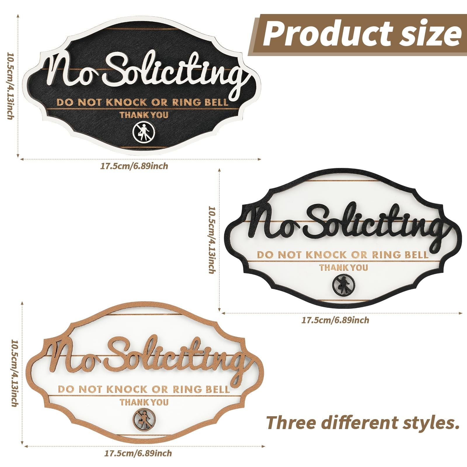 3 Pack No Soliciting Sign for House Door, 3 Colors, Outdoor Commercial Signag…