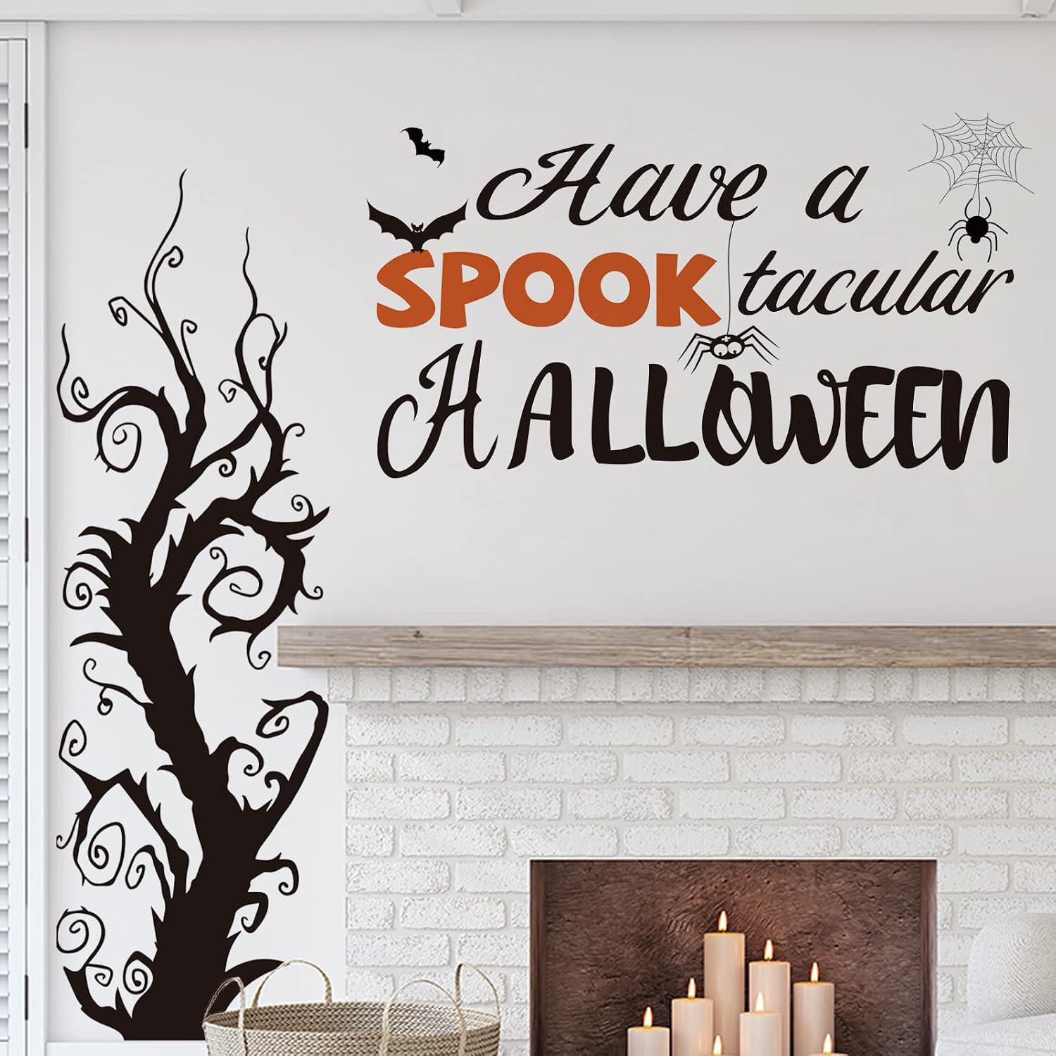 3 Sheets Halloween Wall Decals Removable DIY Bat Castle Stickers | Large Black H