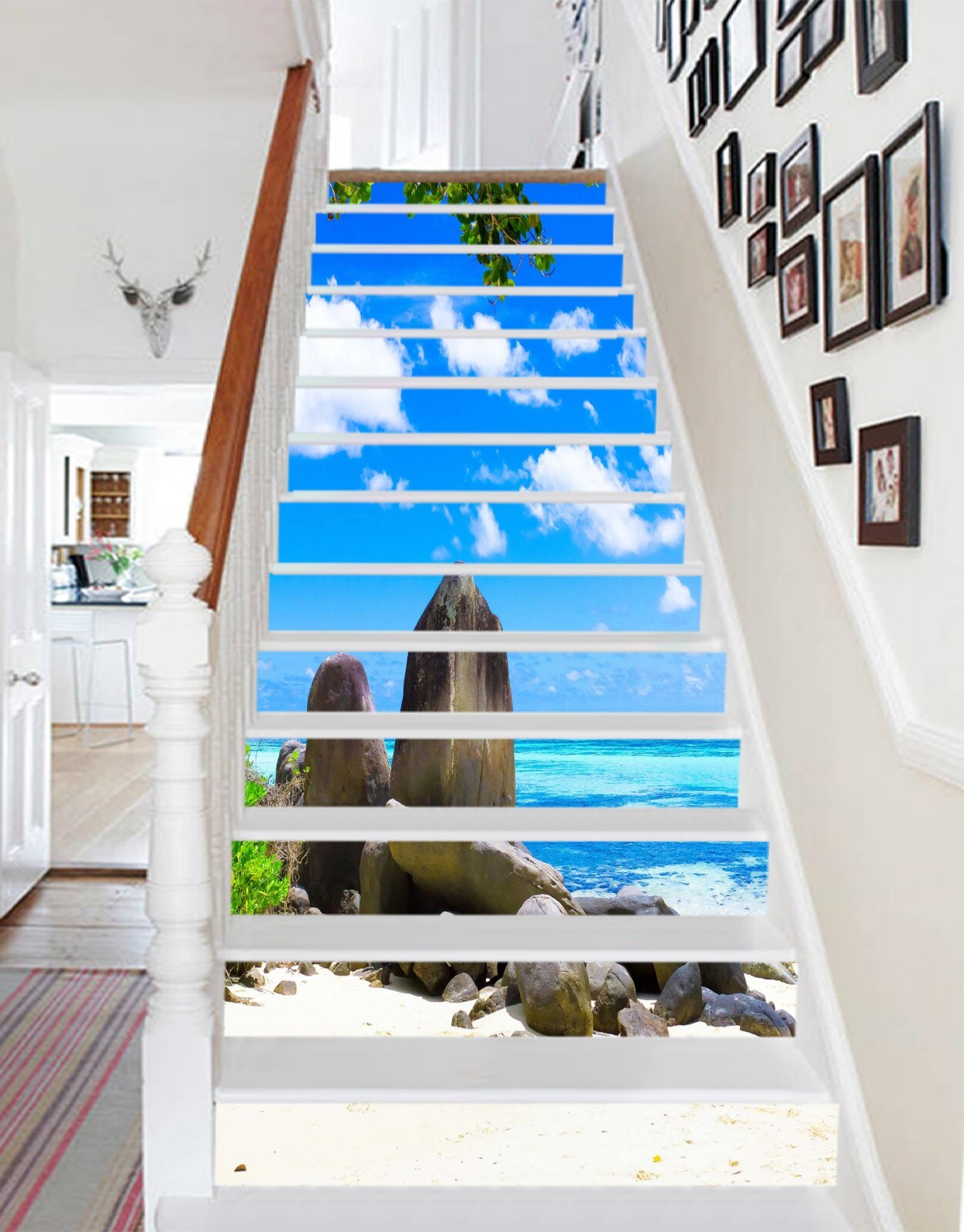 3D Beach Stone AZ923 Stair Risers Decoration Mural Vinyl Wallpaper Kay