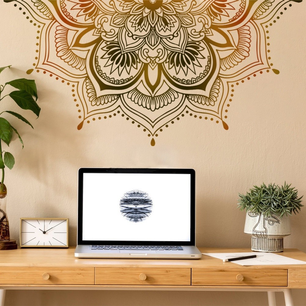 Large Lotus Mandala Wall Decals for Living Room Bedroom Lightweight and