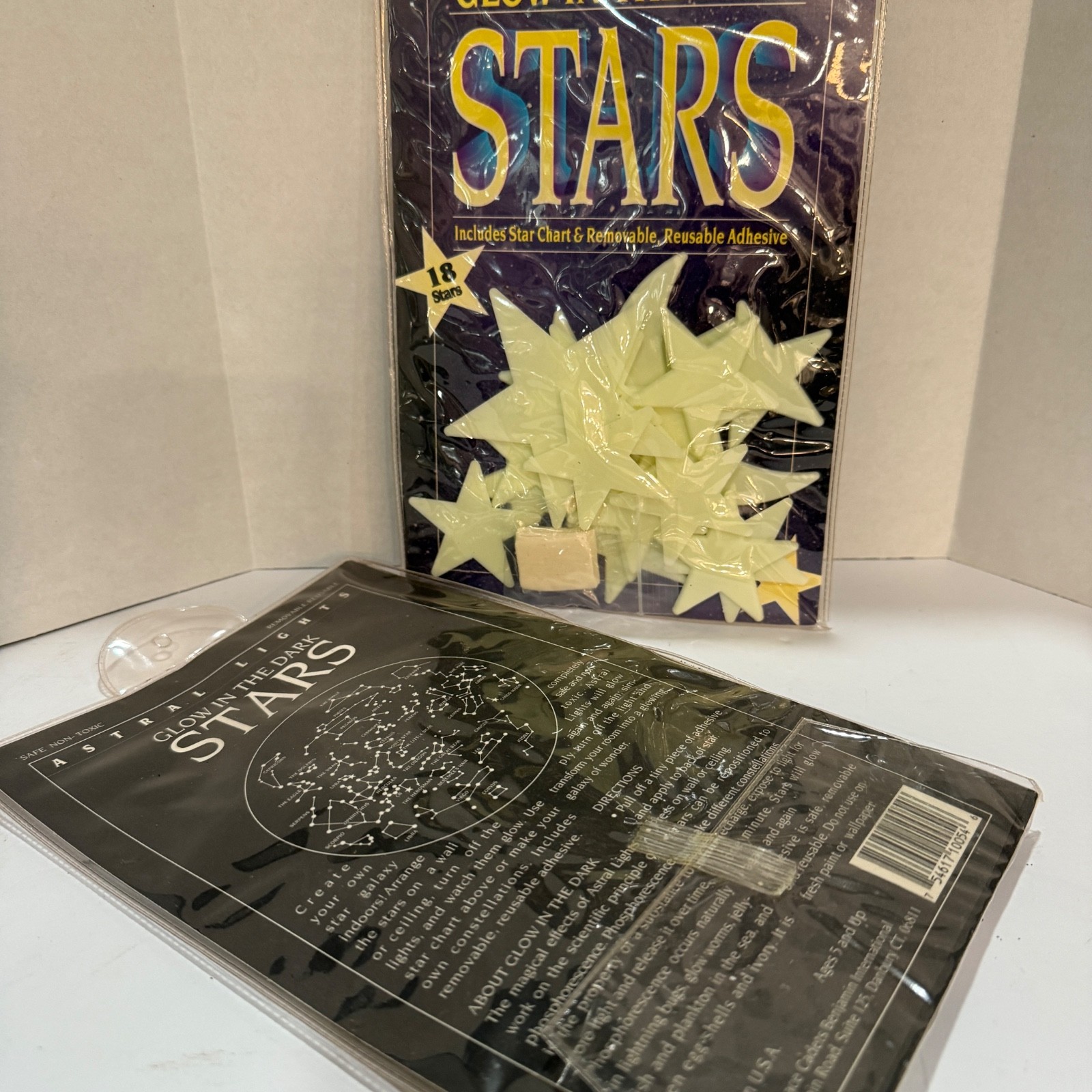 TWO NEW! ~ ASTRAL LIGHTS Glow in the Dark Stars ~ NEW!! Each includes STAR Chart