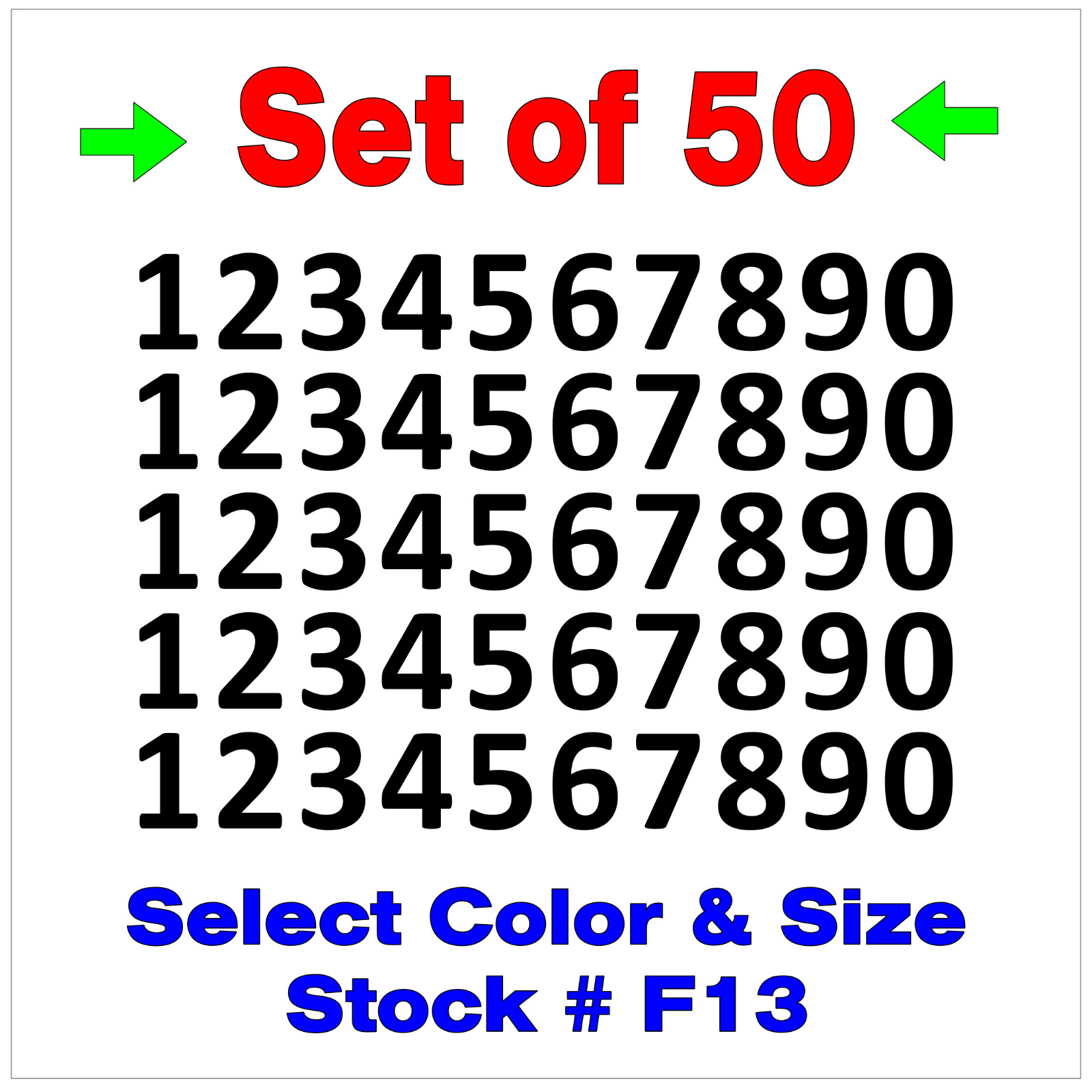 0 9 Numbers Vinyl Sticker Decals Outdoor Quality Many Uses – Set of 50 STK#F13