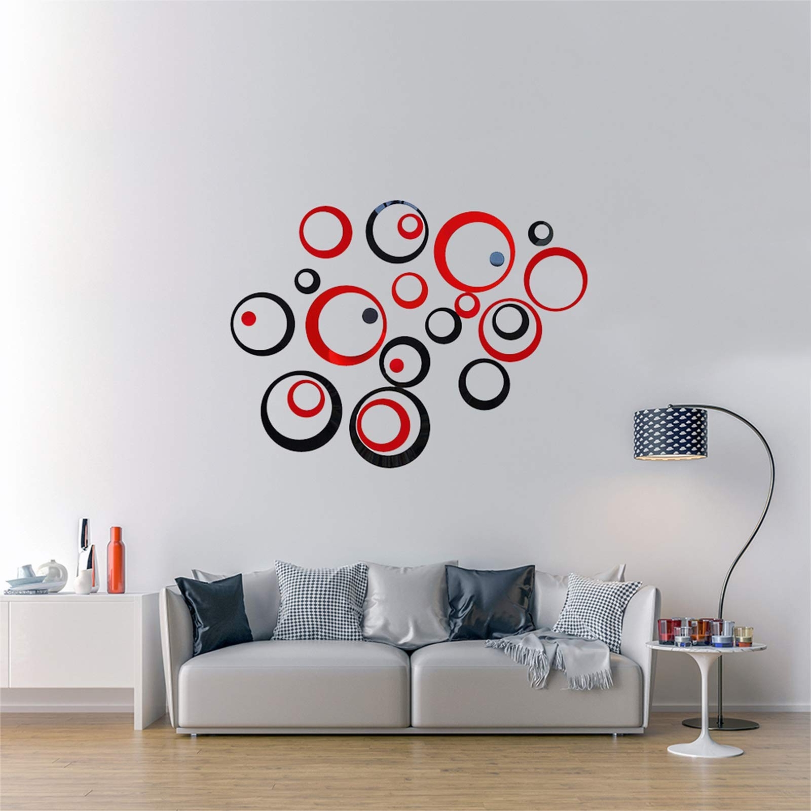 24Pcs Acrylic Circle Mirror Wall Stickers DIY Decals Modern Art Mural for Hom…
