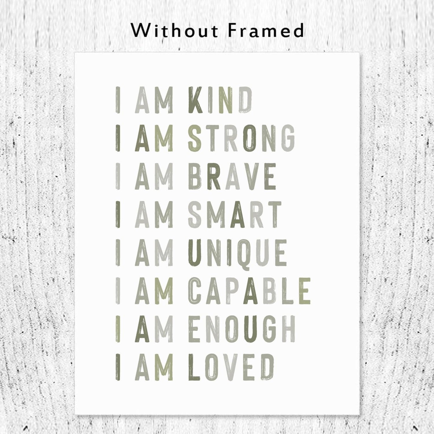 Positive Affirmations, Classroom Wall Art, Green Nursery Wall Decor Neutral, …