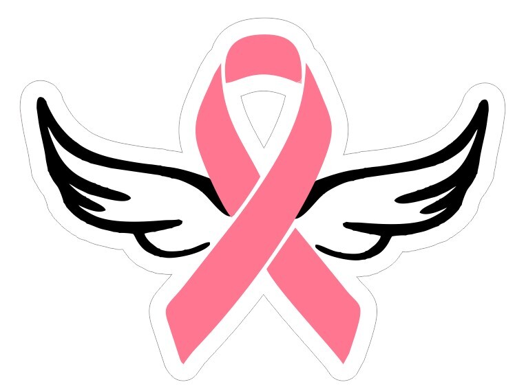 Breast Cancer Ribbon with Wings Sticker / Decal R7136