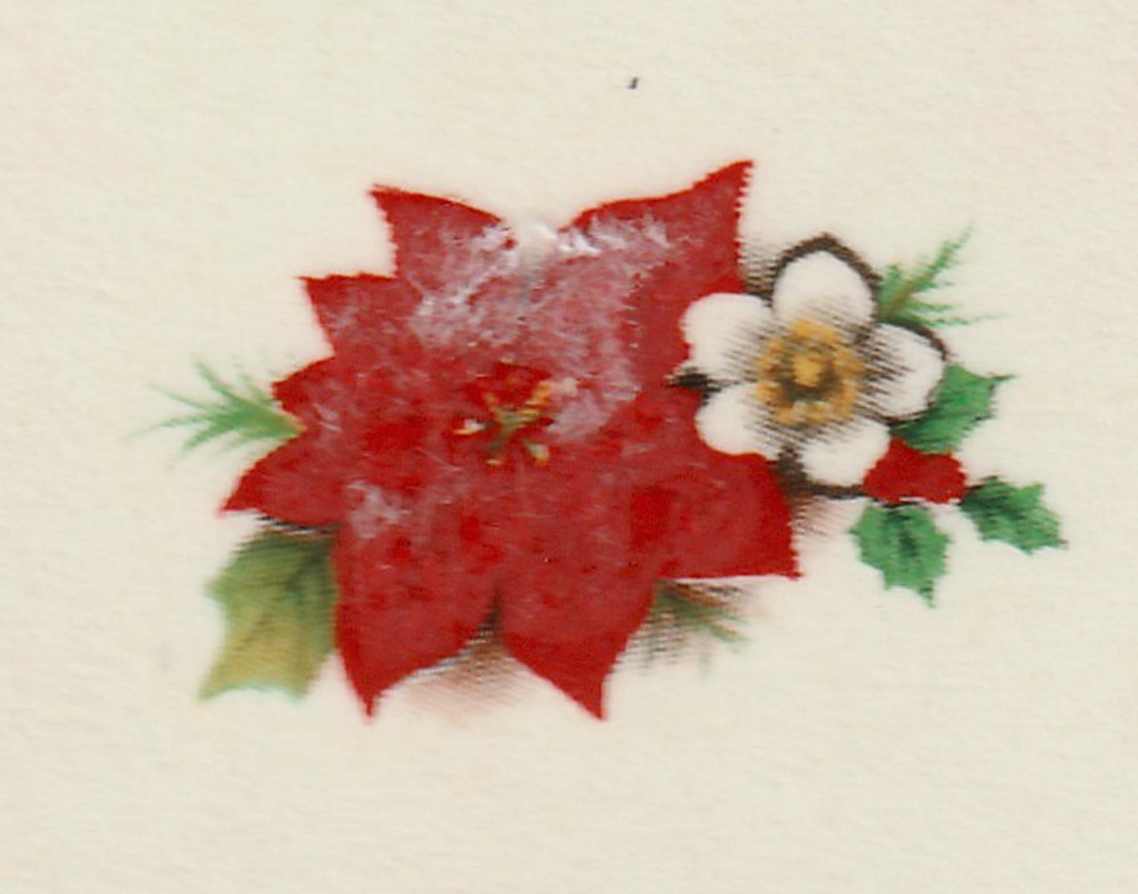 Poinsettia Vintage Ceramic Decals (12) mini red Xmas, winter, jewelry, dollhouse