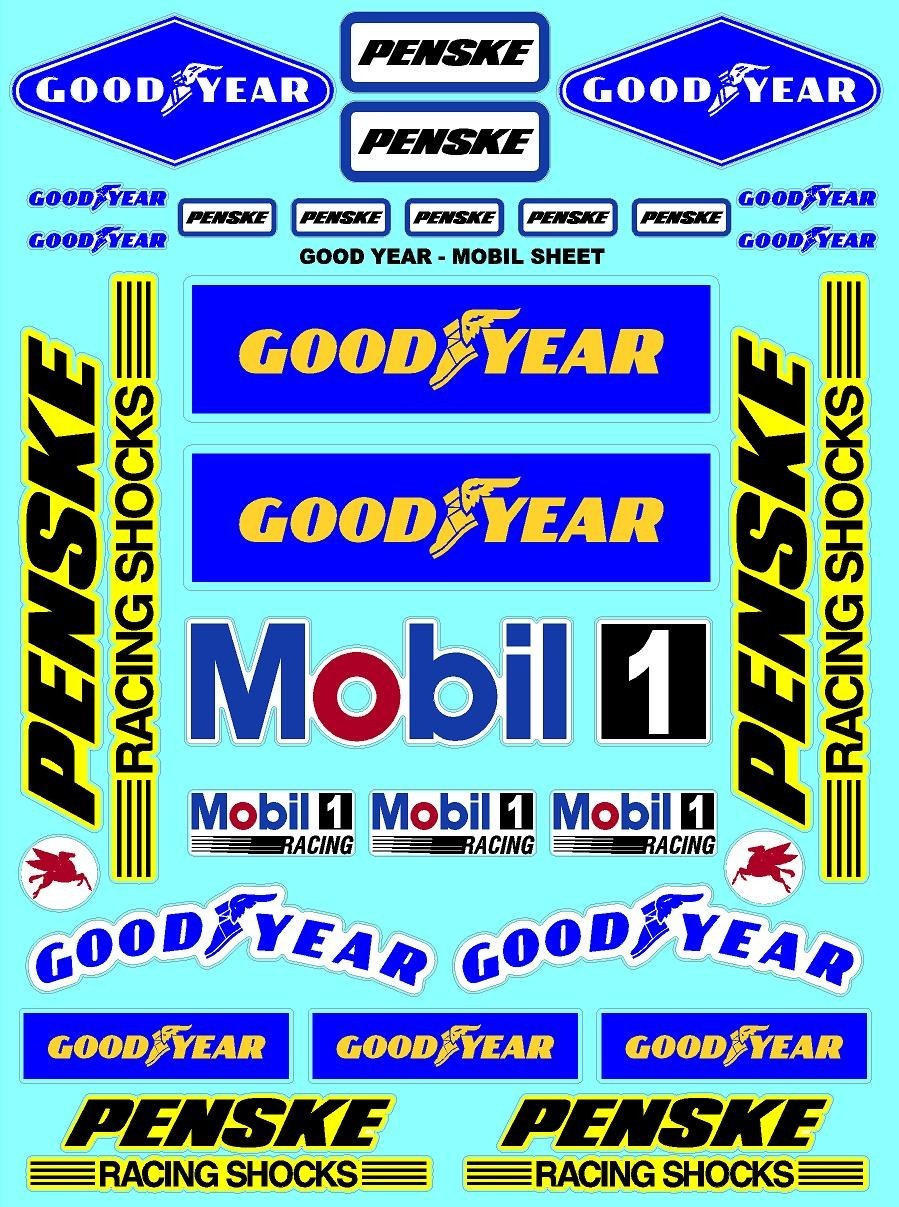 White Vinyl Sticker Sheet Penske-R/C MODEL Decal 1/24-1/16 Scale DIE-CUT kyosho