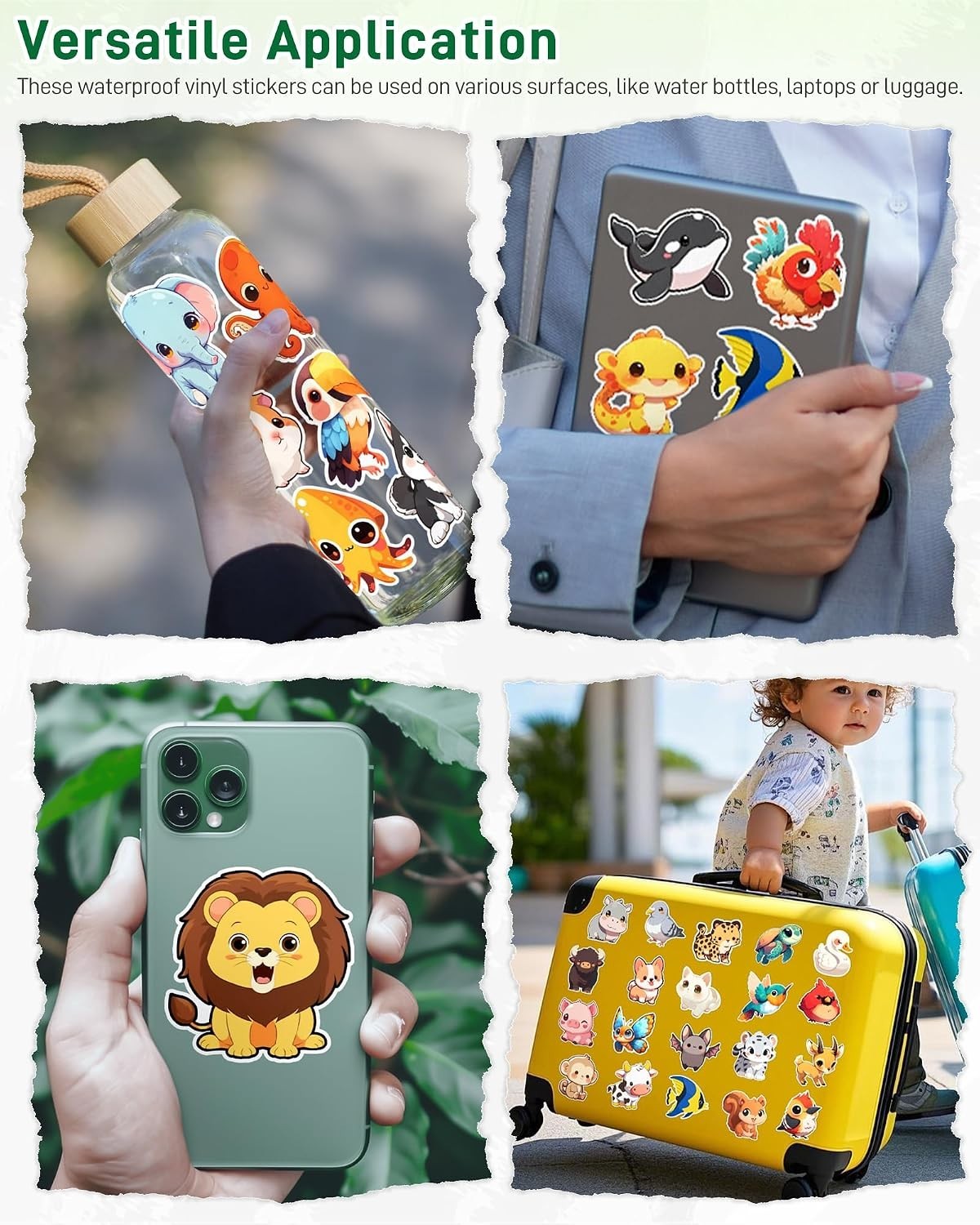 100 Pcs Cute Cartoon Animal Stickers Pack for Teens Adults Kids | Waterproof …