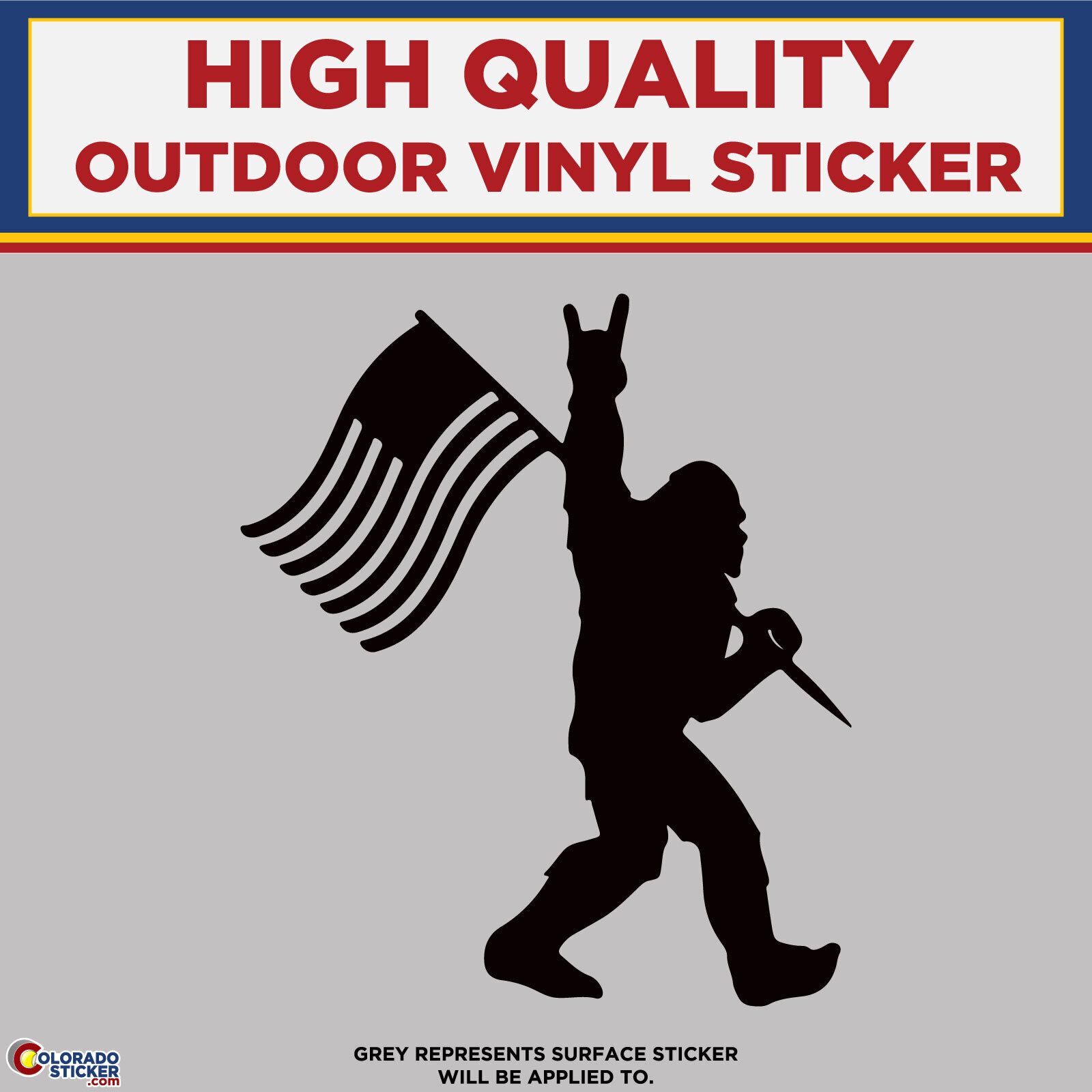 Big Foot with American Flag, Die Cut High Quality Vinyl Stickers