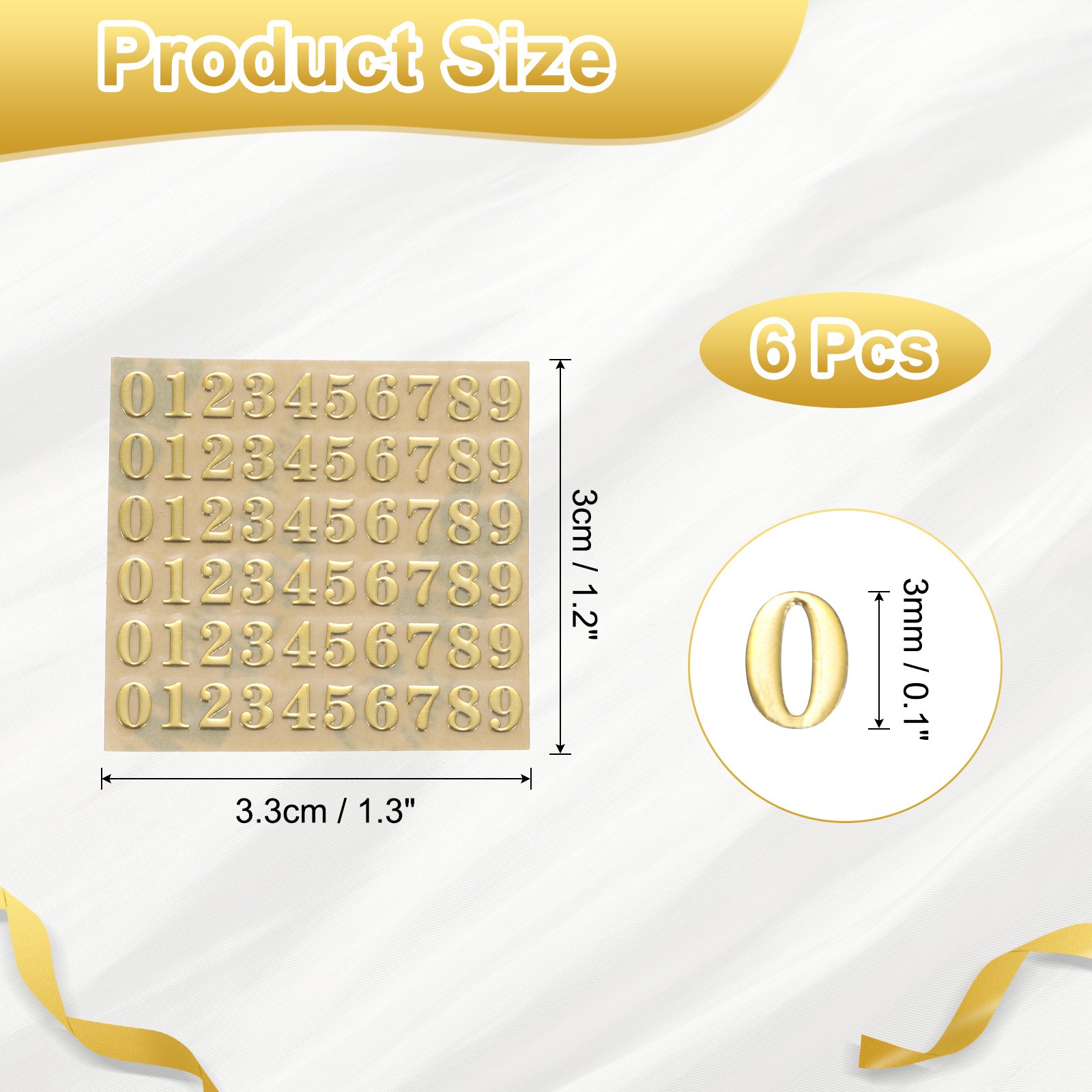 6Sheets Letter Stickers 0.35" Letter Stickers Alphabet Stickers(Gold Uppercase)