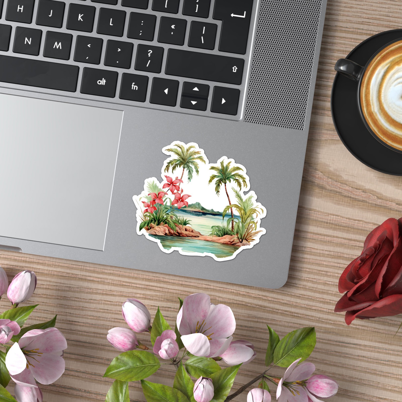 Tropical Palms Hibiscus – Vinyl Decal Sticker – Car Window Laptop – ebn9489