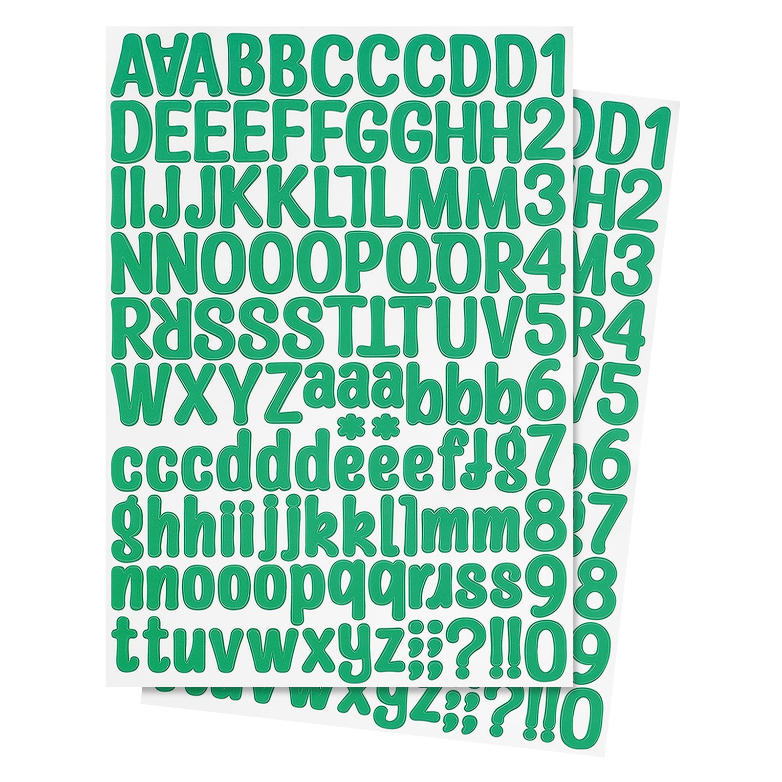 Alphabet Stickers 1", 12 Sheets, Dark Green