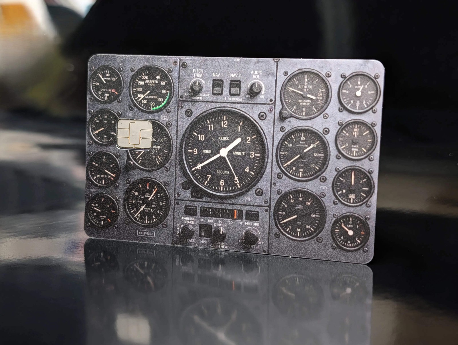 Aviation Cockpit Instrument Panel Credit Card Skin | Vintage Airplane Dashboard
